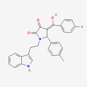 molecular formula C28H23FN2O3 B10885705 4-[(4-fluorophenyl)carbonyl]-3-hydroxy-1-[2-(1H-indol-3-yl)ethyl]-5-(4-methylphenyl)-1,5-dihydro-2H-pyrrol-2-one 