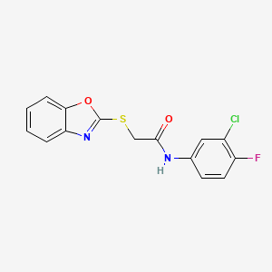 molecular formula C15H10ClFN2O2S B10885723 2-(1,3-benzoxazol-2-ylsulfanyl)-N-(3-chloro-4-fluorophenyl)acetamide 