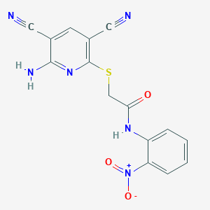 2-[(6-amino-3,5-dicyanopyridin-2-yl)sulfanyl]-N-(2-nitrophenyl)acetamide