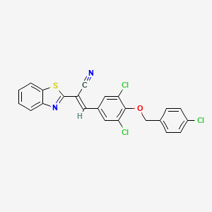 molecular formula C23H13Cl3N2OS B10885764 (2E)-2-(1,3-benzothiazol-2-yl)-3-{3,5-dichloro-4-[(4-chlorobenzyl)oxy]phenyl}prop-2-enenitrile 