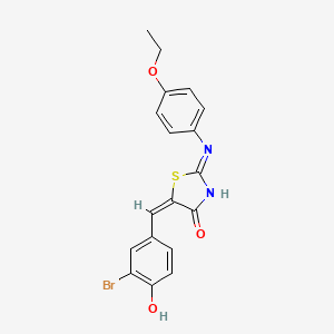 molecular formula C18H15BrN2O3S B10885777 (2E,5E)-5-(3-bromo-4-hydroxybenzylidene)-2-[(4-ethoxyphenyl)imino]-1,3-thiazolidin-4-one 