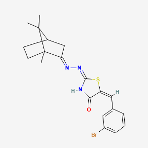 molecular formula C20H22BrN3OS B10885799 (5E)-5-[(3-bromophenyl)methylidene]-2-[2-(4,7,7-trimethyl-3-bicyclo[2.2.1]heptanylidene)hydrazinyl]-4-thiazolone 