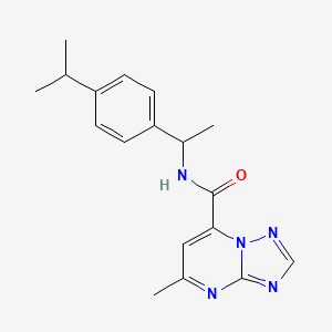 molecular formula C18H21N5O B10885924 5-methyl-N-{1-[4-(propan-2-yl)phenyl]ethyl}[1,2,4]triazolo[1,5-a]pyrimidine-7-carboxamide 