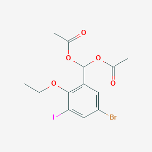 (5-Bromo-2-ethoxy-3-iodophenyl)methanediyl diacetate