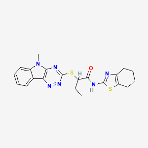 2-[(5-methyl-5H-[1,2,4]triazino[5,6-b]indol-3-yl)sulfanyl]-N-(4,5,6,7-tetrahydro-1,3-benzothiazol-2-yl)butanamide