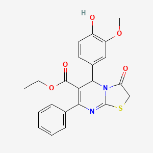 molecular formula C22H20N2O5S B10886095 ethyl 5-(4-hydroxy-3-methoxyphenyl)-3-oxo-7-phenyl-2,3-dihydro-5H-[1,3]thiazolo[3,2-a]pyrimidine-6-carboxylate 