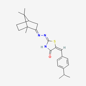 molecular formula C23H29N3OS B10886106 5-(4-Isopropylbenzylidene)-2-[(1,7,7-trimethylbicyclo[2.2.1]hept-2-ylidene)hydrazono]-1,3-thiazolidin-4-one 