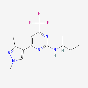 molecular formula C14H18F3N5 B10886184 N-(butan-2-yl)-4-(1,3-dimethyl-1H-pyrazol-4-yl)-6-(trifluoromethyl)pyrimidin-2-amine 