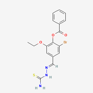 2-bromo-4-[(E)-(2-carbamothioylhydrazinylidene)methyl]-6-ethoxyphenyl benzoate