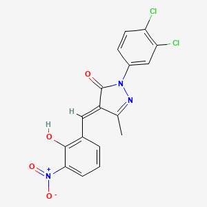 2-(3,4-dichlorophenyl)-5-methyl-4-[(E)-(5-nitro-6-oxocyclohexa-2,4-dien-1-ylidene)methyl]-1H-pyrazol-3-one