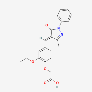 {2-ethoxy-4-[(E)-(3-methyl-5-oxo-1-phenyl-1,5-dihydro-4H-pyrazol-4-ylidene)methyl]phenoxy}acetic acid