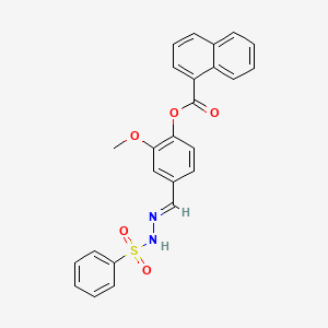 2-methoxy-4-{(E)-[2-(phenylsulfonyl)hydrazinylidene]methyl}phenyl naphthalene-1-carboxylate