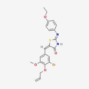 molecular formula C22H21BrN2O4S B10886328 (2E,5E)-5-[3-bromo-5-methoxy-4-(prop-2-en-1-yloxy)benzylidene]-2-[(4-ethoxyphenyl)imino]-1,3-thiazolidin-4-one 