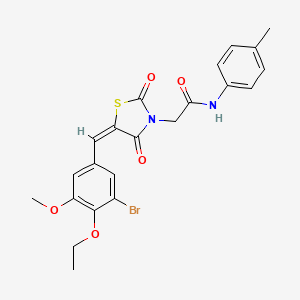 molecular formula C22H21BrN2O5S B10886344 2-[(5E)-5-(3-bromo-4-ethoxy-5-methoxybenzylidene)-2,4-dioxo-1,3-thiazolidin-3-yl]-N-(4-methylphenyl)acetamide 