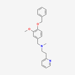 molecular formula C23H26N2O2 B10886388 N-[4-(benzyloxy)-3-methoxybenzyl]-N-methyl-2-(pyridin-2-yl)ethanamine 