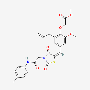 molecular formula C26H26N2O7S B10886412 methyl {2-methoxy-4-[(E)-(3-{2-[(4-methylphenyl)amino]-2-oxoethyl}-2,4-dioxo-1,3-thiazolidin-5-ylidene)methyl]-6-(prop-2-en-1-yl)phenoxy}acetate 