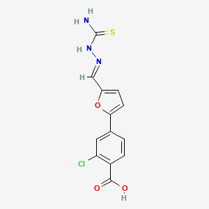 4-{5-[(E)-(2-carbamothioylhydrazinylidene)methyl]furan-2-yl}-2-chlorobenzoic acid