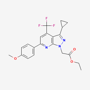 Ethyl 3-cyclopropyl-6-(4-methoxyphenyl)-4-(trifluoromethyl)-1H-pyrazolo[3,4-b]pyridine-1-acetate