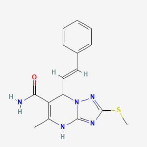 molecular formula C16H17N5OS B10886589 5-methyl-2-(methylsulfanyl)-7-[(E)-2-phenylethenyl]-4,7-dihydro[1,2,4]triazolo[1,5-a]pyrimidine-6-carboxamide 