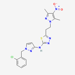 molecular formula C19H19ClN8O2S B10886615 N-[1-(2-chlorobenzyl)-1H-pyrazol-3-yl]-5-[2-(3,5-dimethyl-4-nitro-1H-pyrazol-1-yl)ethyl]-1,3,4-thiadiazol-2-amine 