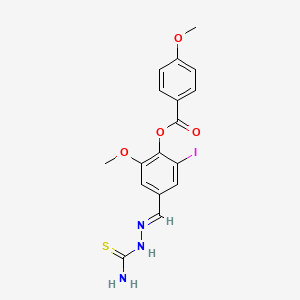 molecular formula C17H16IN3O4S B10886640 4-[(E)-(2-carbamothioylhydrazinylidene)methyl]-2-iodo-6-methoxyphenyl 4-methoxybenzoate 