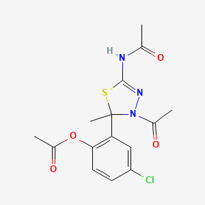 2-[3-Acetyl-5-(acetylamino)-2-methyl-2,3-dihydro-1,3,4-thiadiazol-2-yl]-4-chlorophenyl acetate