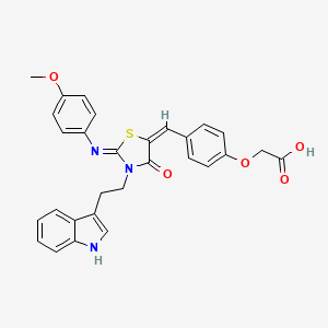 {4-[(E)-{(2Z)-3-[2-(1H-indol-3-yl)ethyl]-2-[(4-methoxyphenyl)imino]-4-oxo-1,3-thiazolidin-5-ylidene}methyl]phenoxy}acetic acid