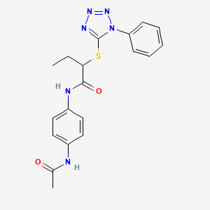 molecular formula C19H20N6O2S B10886918 N-[4-(acetylamino)phenyl]-2-[(1-phenyl-1H-tetrazol-5-yl)sulfanyl]butanamide 