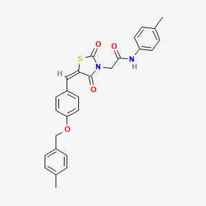 molecular formula C27H24N2O4S B10886950 2-[(5E)-5-{4-[(4-methylbenzyl)oxy]benzylidene}-2,4-dioxo-1,3-thiazolidin-3-yl]-N-(4-methylphenyl)acetamide 