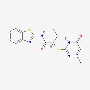 molecular formula C16H16N4O2S2 B10886984 N-(1,3-benzothiazol-2-yl)-2-[(4-methyl-6-oxo-1,6-dihydropyrimidin-2-yl)sulfanyl]butanamide 