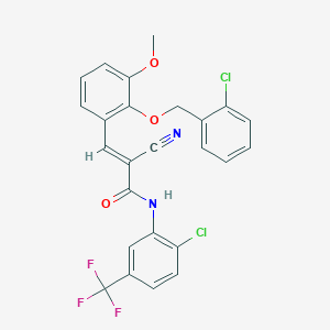 molecular formula C25H17Cl2F3N2O3 B10886988 (2E)-3-{2-[(2-chlorobenzyl)oxy]-3-methoxyphenyl}-N-[2-chloro-5-(trifluoromethyl)phenyl]-2-cyanoprop-2-enamide 