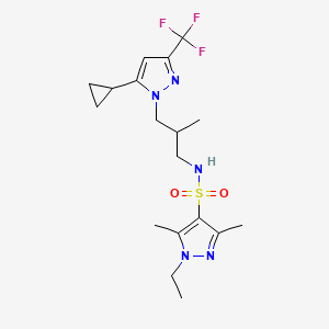 molecular formula C18H26F3N5O2S B10886995 N-{3-[5-cyclopropyl-3-(trifluoromethyl)-1H-pyrazol-1-yl]-2-methylpropyl}-1-ethyl-3,5-dimethyl-1H-pyrazole-4-sulfonamide 