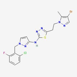 molecular formula C18H16BrClFN7S B10887004 5-[2-(4-bromo-5-methyl-1H-pyrazol-1-yl)ethyl]-N-[1-(2-chloro-6-fluorobenzyl)-1H-pyrazol-3-yl]-1,3,4-thiadiazol-2-amine 