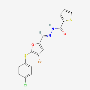 N'-[(E)-{4-bromo-5-[(4-chlorophenyl)sulfanyl]furan-2-yl}methylidene]thiophene-2-carbohydrazide