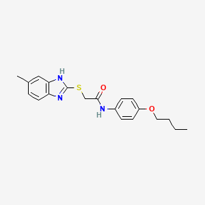 molecular formula C20H23N3O2S B10887048 N-(4-butoxyphenyl)-2-[(5-methyl-1H-benzimidazol-2-yl)sulfanyl]acetamide 