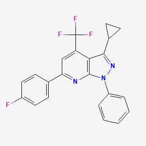 molecular formula C22H15F4N3 B10887088 3-cyclopropyl-6-(4-fluorophenyl)-1-phenyl-4-(trifluoromethyl)-1H-pyrazolo[3,4-b]pyridine 