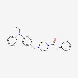 molecular formula C27H29N3O B10887143 1-{4-[(9-Ethylcarbazol-3-YL)methyl]piperazin-1-YL}-2-phenylethanone 