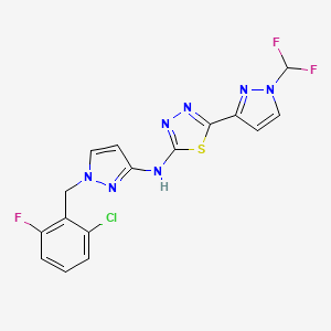 molecular formula C16H11ClF3N7S B10887255 N-[1-(2-chloro-6-fluorobenzyl)-1H-pyrazol-3-yl]-5-[1-(difluoromethyl)-1H-pyrazol-3-yl]-1,3,4-thiadiazol-2-amine 