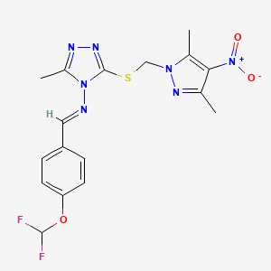 N-{(E)-[4-(difluoromethoxy)phenyl]methylidene}-3-{[(3,5-dimethyl-4-nitro-1H-pyrazol-1-yl)methyl]sulfanyl}-5-methyl-4H-1,2,4-triazol-4-amine