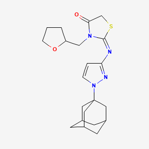 molecular formula C21H28N4O2S B10887283 2-{[1-(1-Adamantyl)-1H-pyrazol-3-YL]imino}-3-(tetrahydro-2-furanylmethyl)-1,3-thiazolan-4-one 