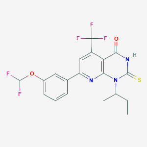 molecular formula C19H16F5N3O2S B10887332 1-(butan-2-yl)-7-[3-(difluoromethoxy)phenyl]-2-sulfanyl-5-(trifluoromethyl)pyrido[2,3-d]pyrimidin-4(1H)-one 