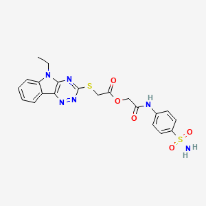 molecular formula C21H20N6O5S2 B10887384 2-oxo-2-[(4-sulfamoylphenyl)amino]ethyl [(5-ethyl-5H-[1,2,4]triazino[5,6-b]indol-3-yl)sulfanyl]acetate 