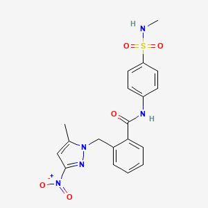 molecular formula C19H19N5O5S B10887389 2-[(5-methyl-3-nitro-1H-pyrazol-1-yl)methyl]-N-[4-(methylsulfamoyl)phenyl]benzamide 