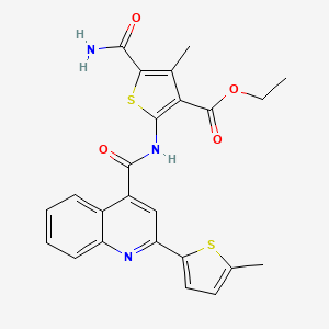 Ethyl 5-carbamoyl-4-methyl-2-({[2-(5-methylthiophen-2-yl)quinolin-4-yl]carbonyl}amino)thiophene-3-carboxylate