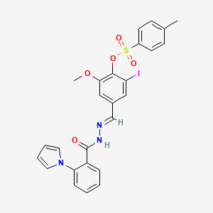 2-iodo-6-methoxy-4-[(E)-(2-{[2-(1H-pyrrol-1-yl)phenyl]carbonyl}hydrazinylidene)methyl]phenyl 4-methylbenzenesulfonate