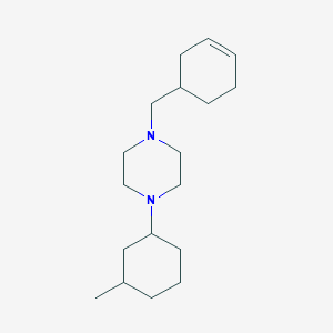 molecular formula C18H32N2 B10887488 1-(Cyclohex-3-en-1-ylmethyl)-4-(3-methylcyclohexyl)piperazine 