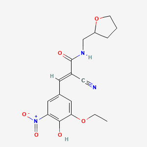 (2E)-2-cyano-3-(3-ethoxy-4-hydroxy-5-nitrophenyl)-N-(tetrahydrofuran-2-ylmethyl)prop-2-enamide