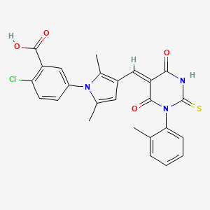 2-chloro-5-(2,5-dimethyl-3-{(Z)-[1-(2-methylphenyl)-4,6-dioxo-2-thioxotetrahydropyrimidin-5(2H)-ylidene]methyl}-1H-pyrrol-1-yl)benzoic acid