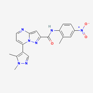 molecular formula C19H17N7O3 B10887654 7-(1,5-dimethyl-1H-pyrazol-4-yl)-N-(2-methyl-4-nitrophenyl)pyrazolo[1,5-a]pyrimidine-2-carboxamide 