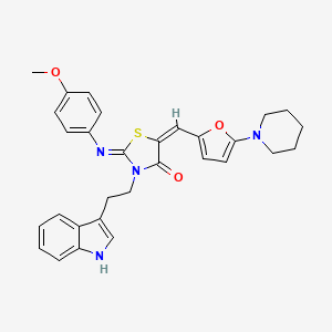 (2Z,5E)-3-[2-(1H-indol-3-yl)ethyl]-2-[(4-methoxyphenyl)imino]-5-{[5-(piperidin-1-yl)furan-2-yl]methylidene}-1,3-thiazolidin-4-one